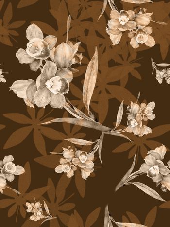 水彩花卉印花华亿平台图片