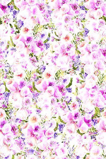 水彩花卉印花华亿平台图片