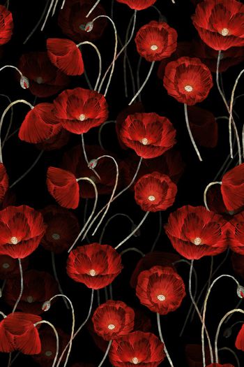 黑底花卉印花华亿平台图片