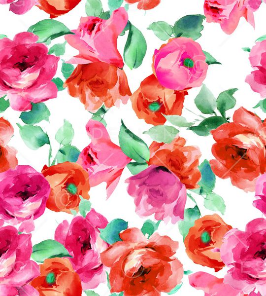 水彩花卉印花华亿平台图片