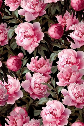 黑底花卉印花华亿平台图片