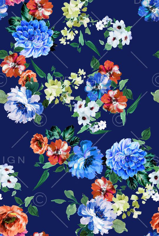 水彩花卉印花华亿平台图片
