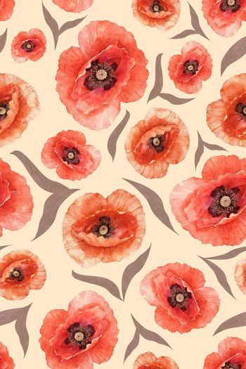 1629888-杏底红花虞美人四方连续