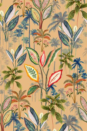 异域植物印花华亿平台图片