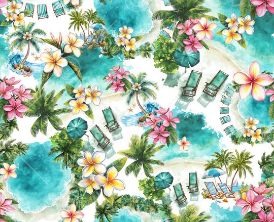 椰子树印花华亿平台图片