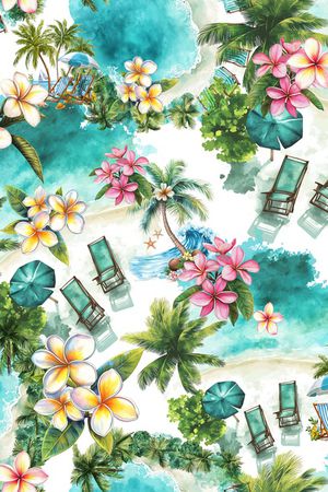 椰子树印花华亿平台图片