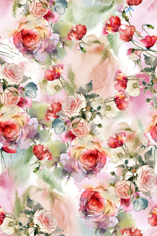 水彩花卉印花华亿平台图片