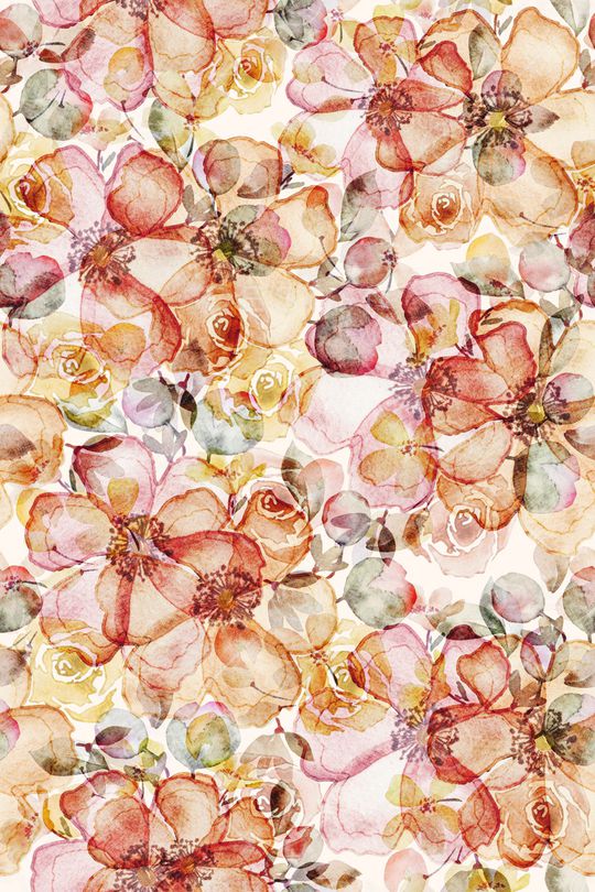 水彩花卉印花华亿平台图片