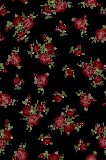 黑底花卉印花华亿平台图片