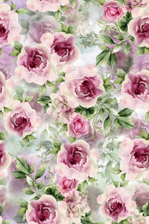 水彩花卉印花华亿平台图片