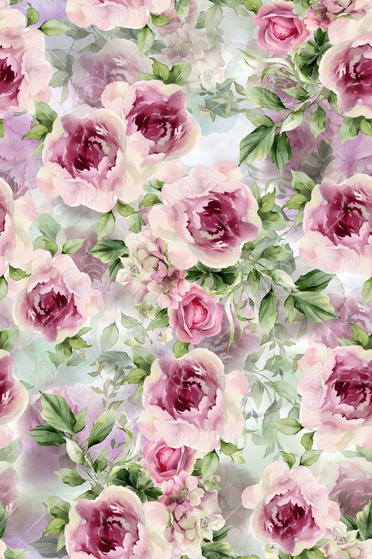 水彩花卉印花华亿平台图片