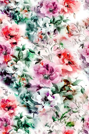 水彩花卉印花华亿平台图片