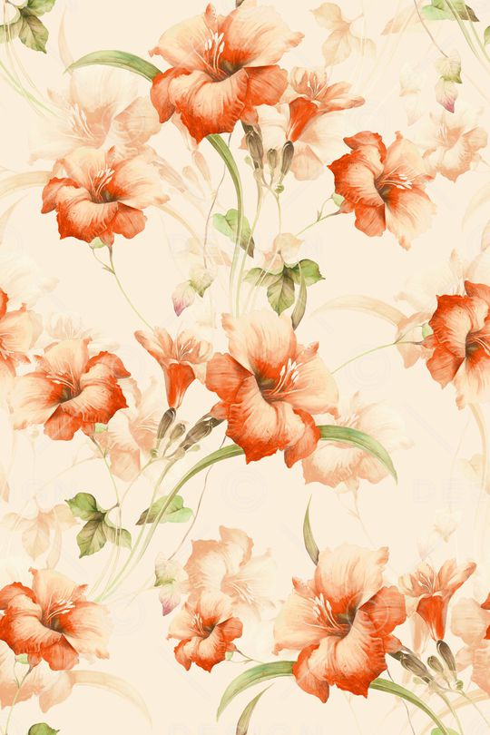 水彩花卉印花华亿平台图片