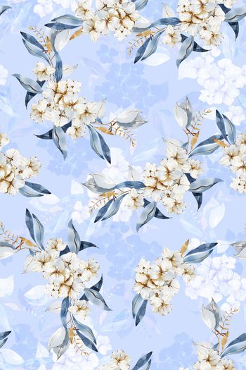 水彩花卉印花华亿平台图片