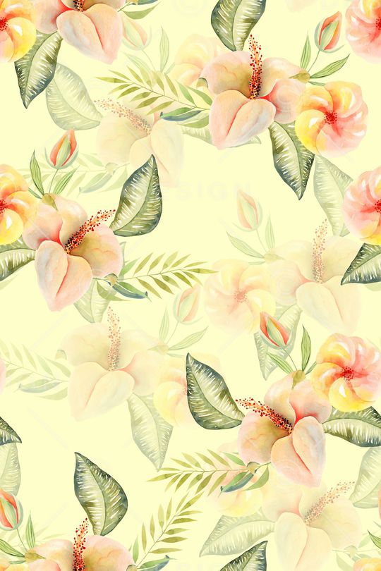 水彩花卉印花华亿平台图片