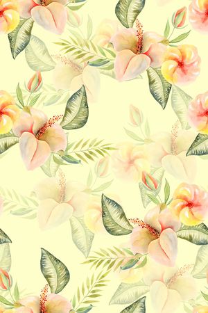 水彩花卉印花华亿平台图片