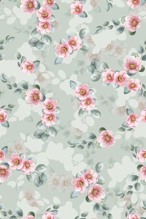 水彩花卉印花华亿平台图片