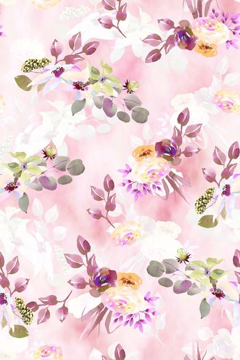 水彩花卉印花华亿平台图片