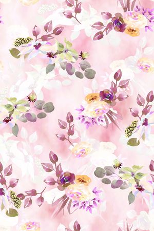 水彩花卉印花华亿平台图片