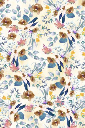 水彩花卉印花华亿平台图片