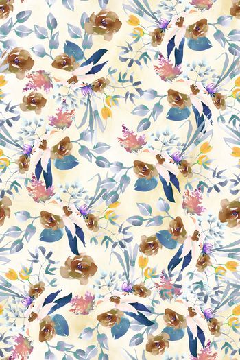 水彩花卉印花华亿平台图片