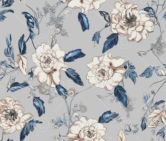 清爽底花卉印花华亿平台图片