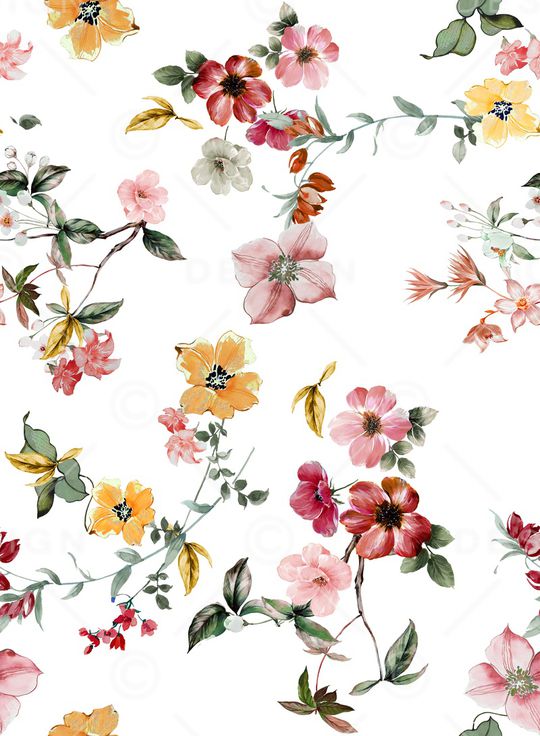水彩花卉印花华亿平台图片