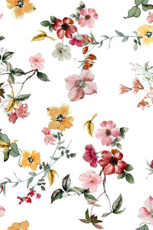 水彩花卉印花华亿平台图片