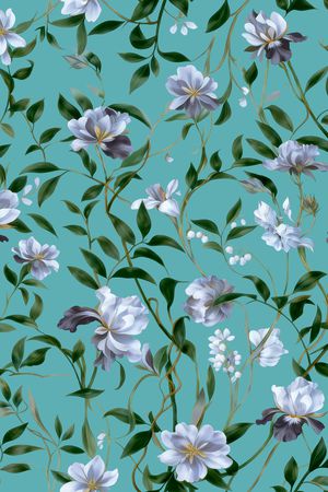 水彩花卉印花华亿平台图片