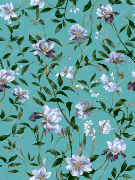 水彩花卉印花华亿平台图片