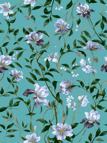 水彩花卉印花华亿平台图片