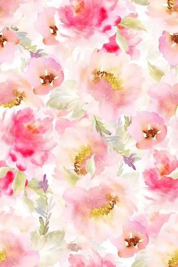 水彩花卉印花华亿平台图片