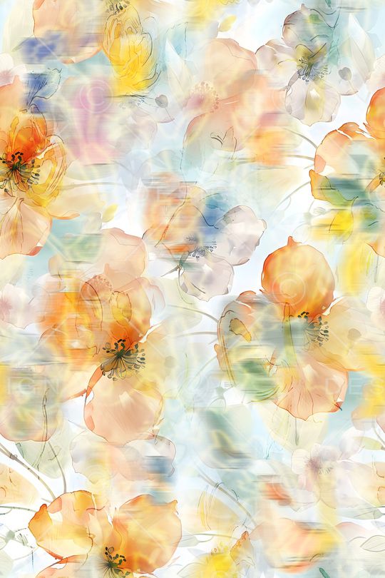 水彩花卉印花华亿平台图片