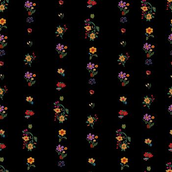 黑底花卉印花华亿平台图片