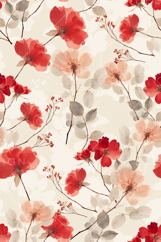 水彩花卉印花华亿平台图片