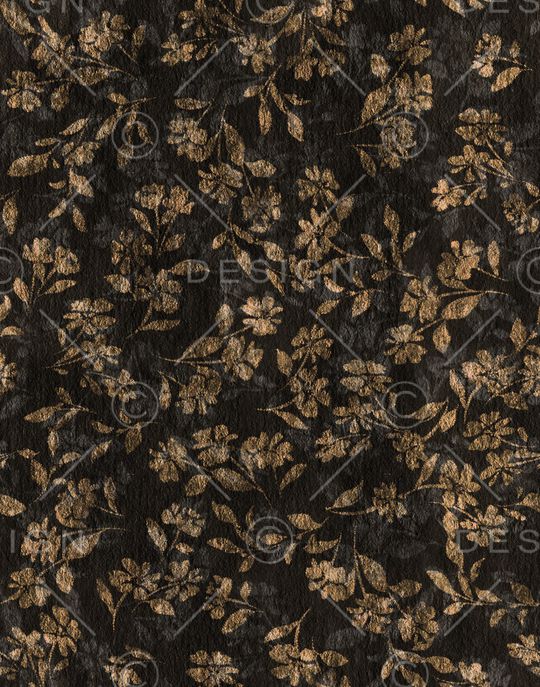 黑底花卉印花华亿平台图片