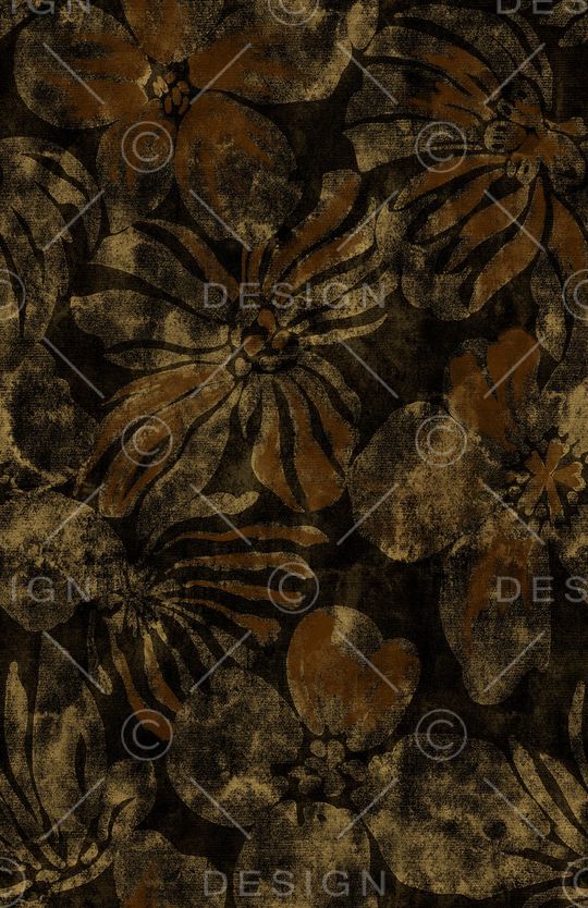 黑底花卉印花华亿平台图片