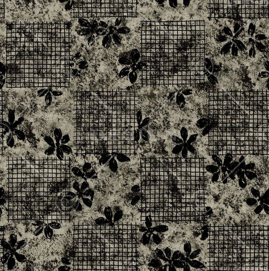 黑底花卉印花华亿平台图片