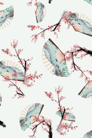 扇子印花华亿平台图片