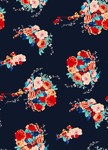 簇状花束印花华亿平台图片