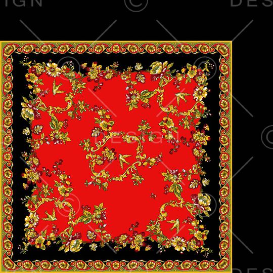 丝巾构图印花华亿平台图片