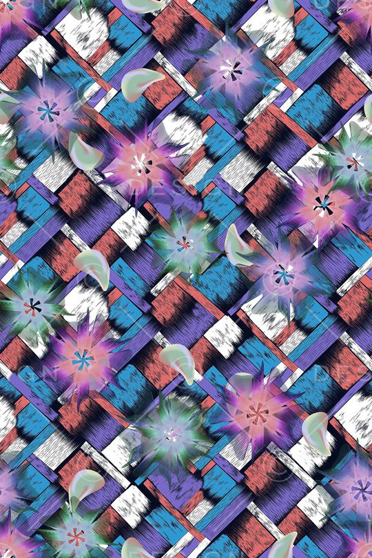 抽象花卉印花华亿平台图片