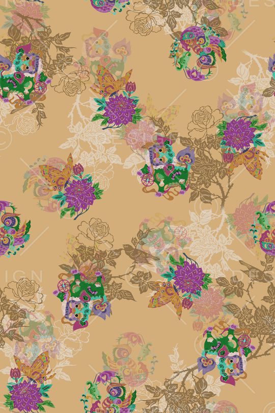 古典花纹印花华亿平台图片