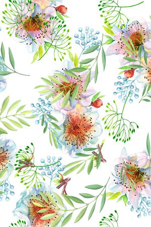 水彩花卉印花华亿平台图片