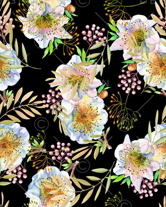 水彩花卉印花华亿平台图片