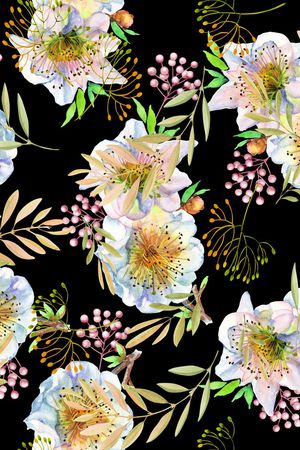 水彩花卉印花华亿平台图片