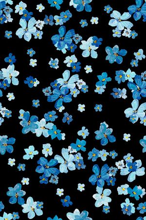 黑底花卉印花华亿平台图片