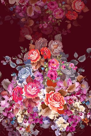 大丛花图案印花华亿平台图片