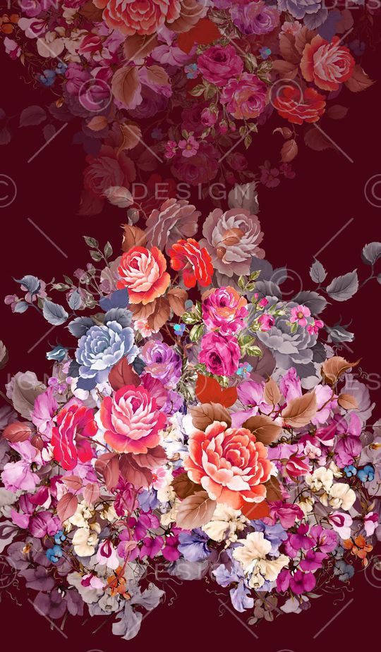 大丛花图案印花华亿平台图片