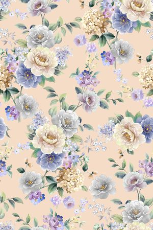 清爽底花卉印花华亿平台图片